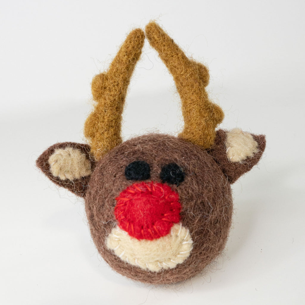 Rudolph Reindeer Organic Wool Cat Toy for Holiday Fun